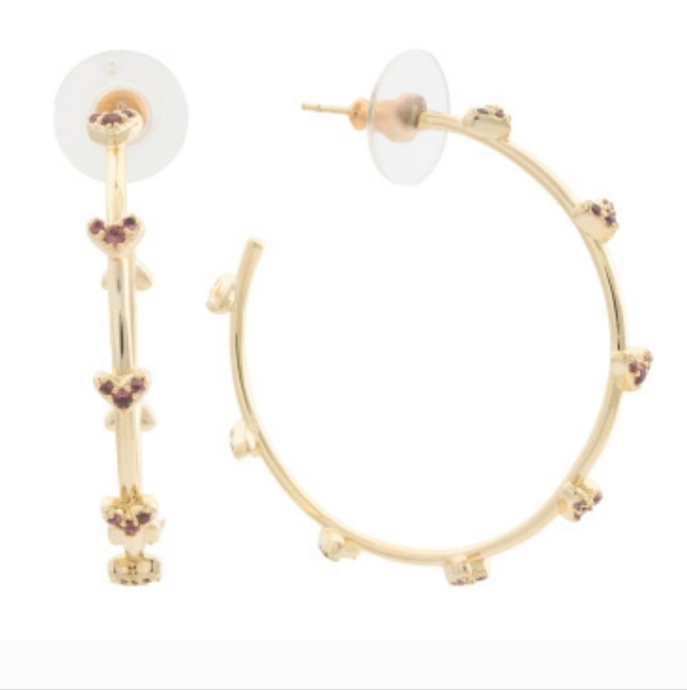 NWT Kendra Scott Haven Heart Pink Crystal Gold Earrings